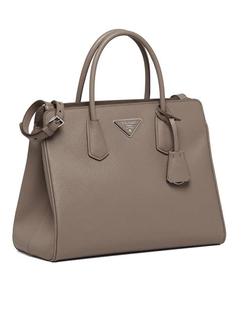 Clay Grey Saffiano Leather Tote Bag 